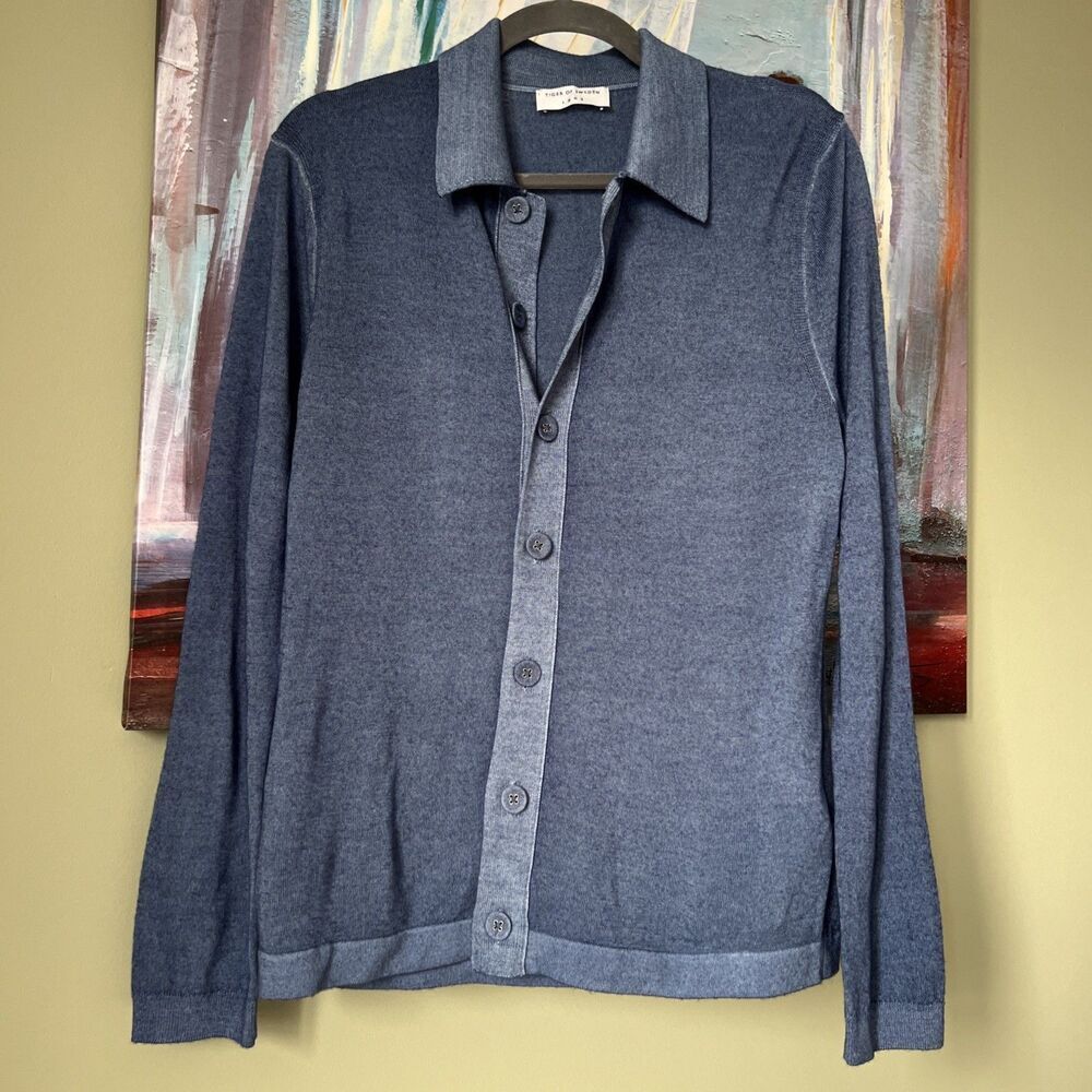 Tiger of Sweden 1903 Sz S Men 100% Wool Blue Cardigan Buttons Sweater VERY GOOD